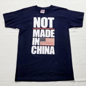 Vintage 90's Bayside "Not Made in China" Graphic Print Mens Tee size Medium